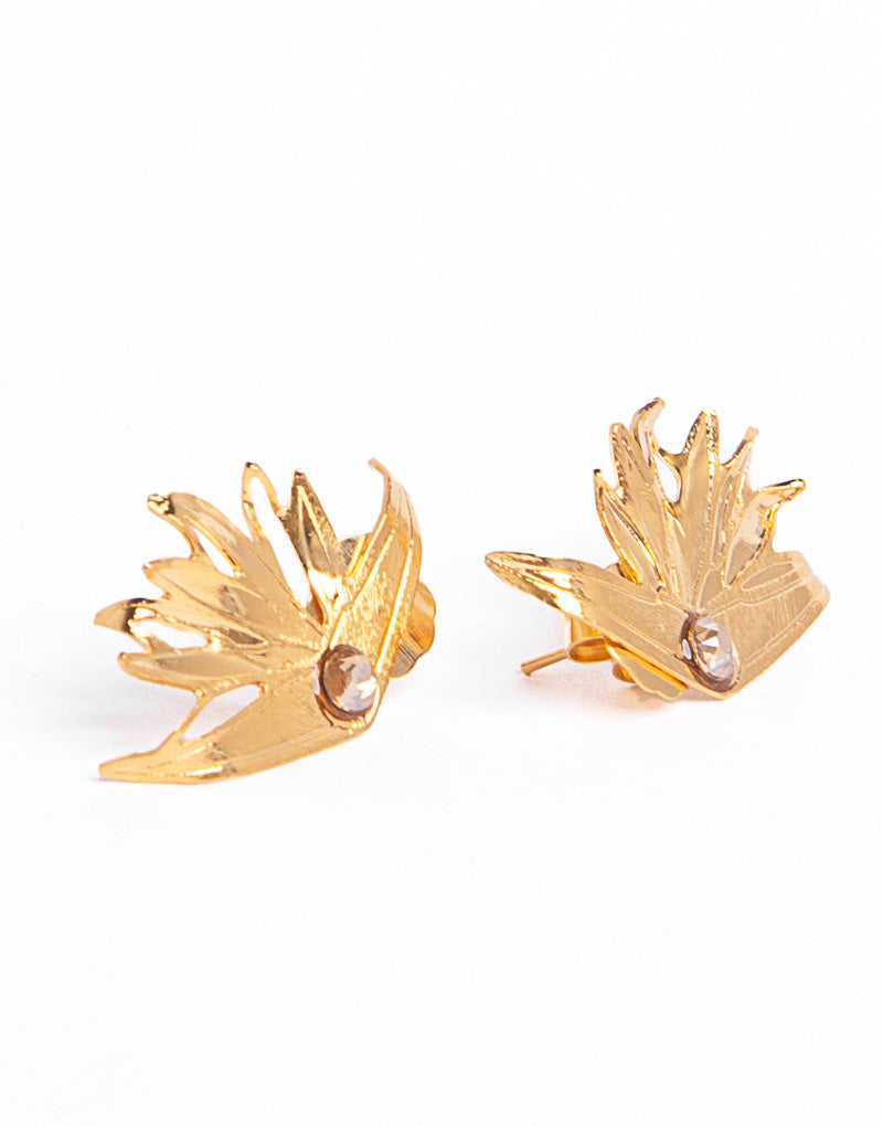 Earring Heliconia DAA-T158 18K Laminated Gold By Dayana Montoya